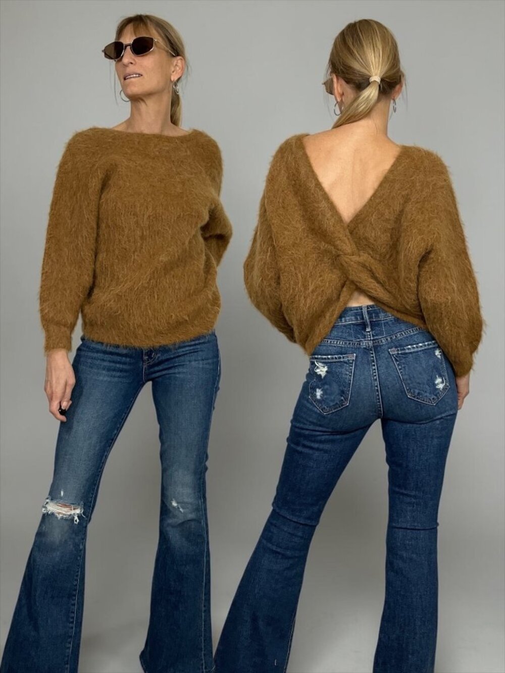 Ba&sh Pull Fill Jumper Sweater M Marron Alpaca Pullover Twist Back NEW